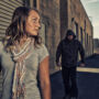 Girl who knows self defense sees a man walking behind her